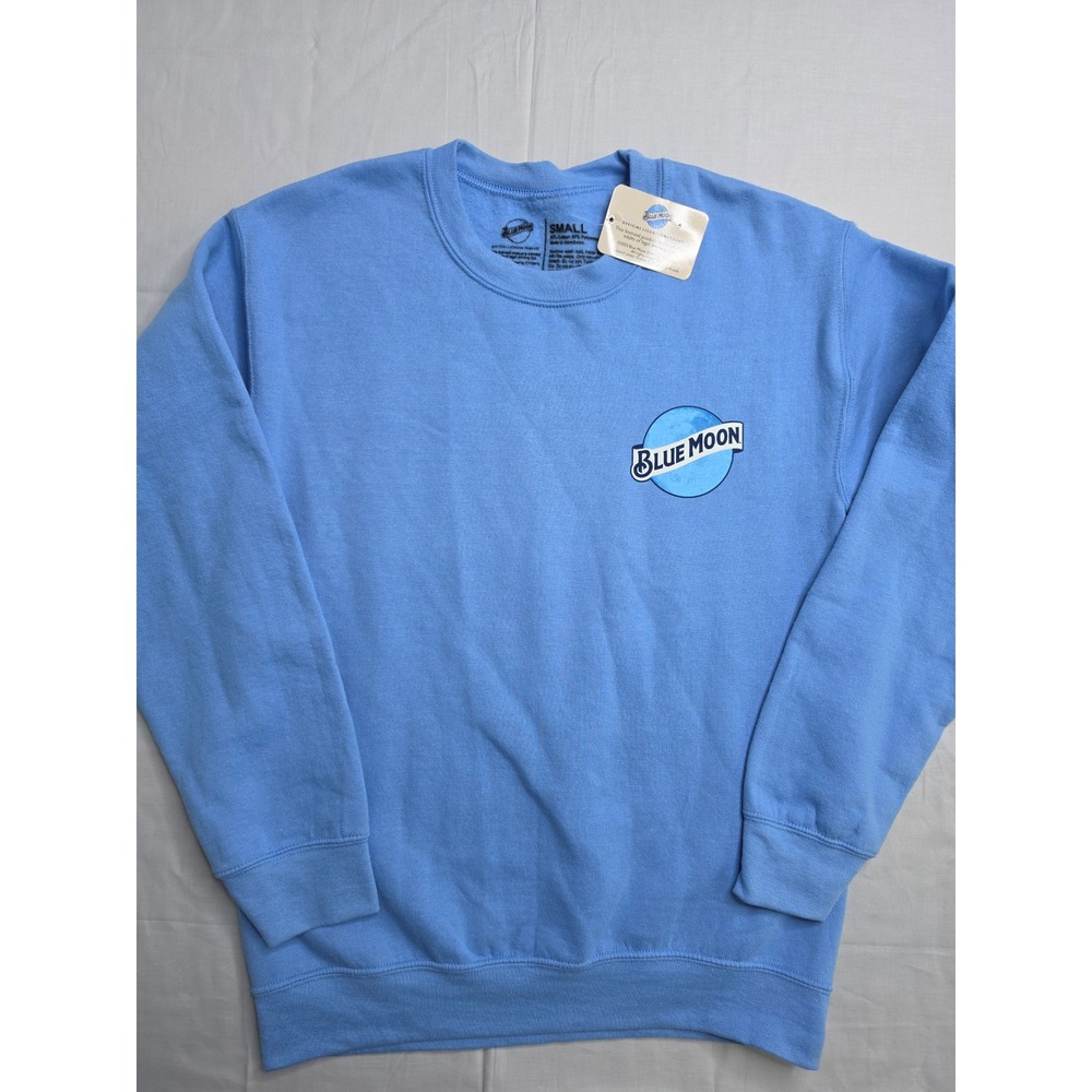 Blue Moon Sweatshirt Mens Small Blue Graphic Cotton Fleece Lined Long Sleeve NWT